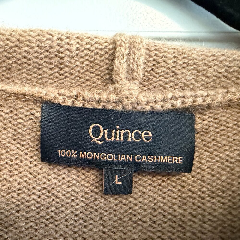 Quince Soft Mongolian Cashmere Zip Hoodie Cardigan Teak Size L - Picture 5 of 6